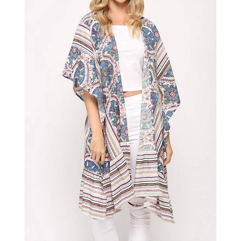 NEW GIGIO mixed prints kimono in blue